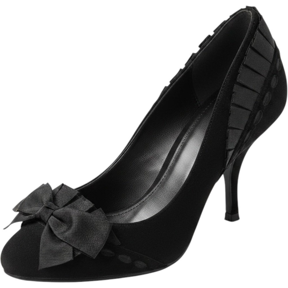 Vintage Casadei Black Ruffle Peep-Toe Heels Shoes Made in Italy Womens Size 8.5
